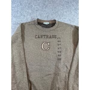 Vintage 90s Carthage College Sweatshirt Mens Small Brown Crewneck Embroidered